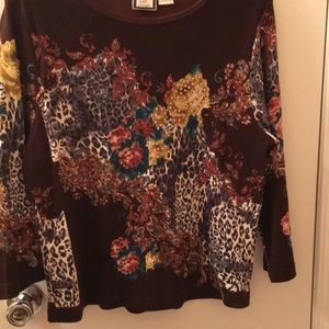 Lovely beaded and decorated brown sweater